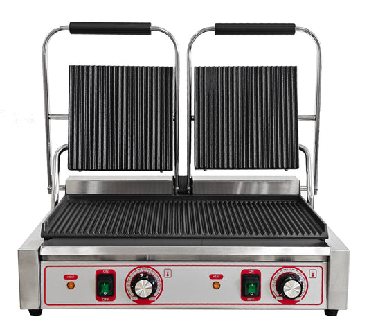 Commercial Double Large Panini, Toastie & Baguette Press Grill – Heavy-Duty Contact Machine