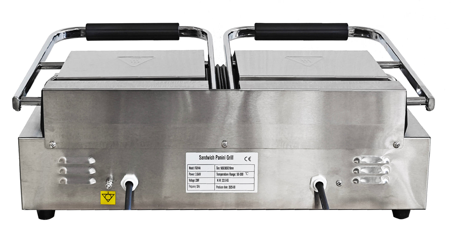 Commercial Double Large Panini, Toastie & Baguette Press Grill – Heavy-Duty Contact Machine