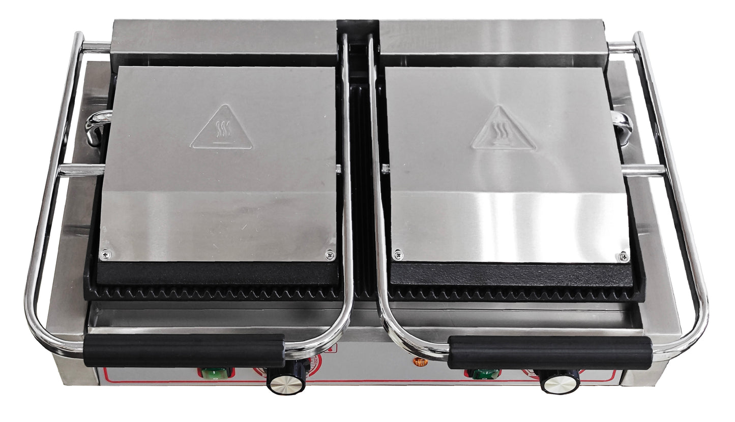 Commercial Double Large Panini, Toastie & Baguette Press Grill – Heavy-Duty Contact Machine