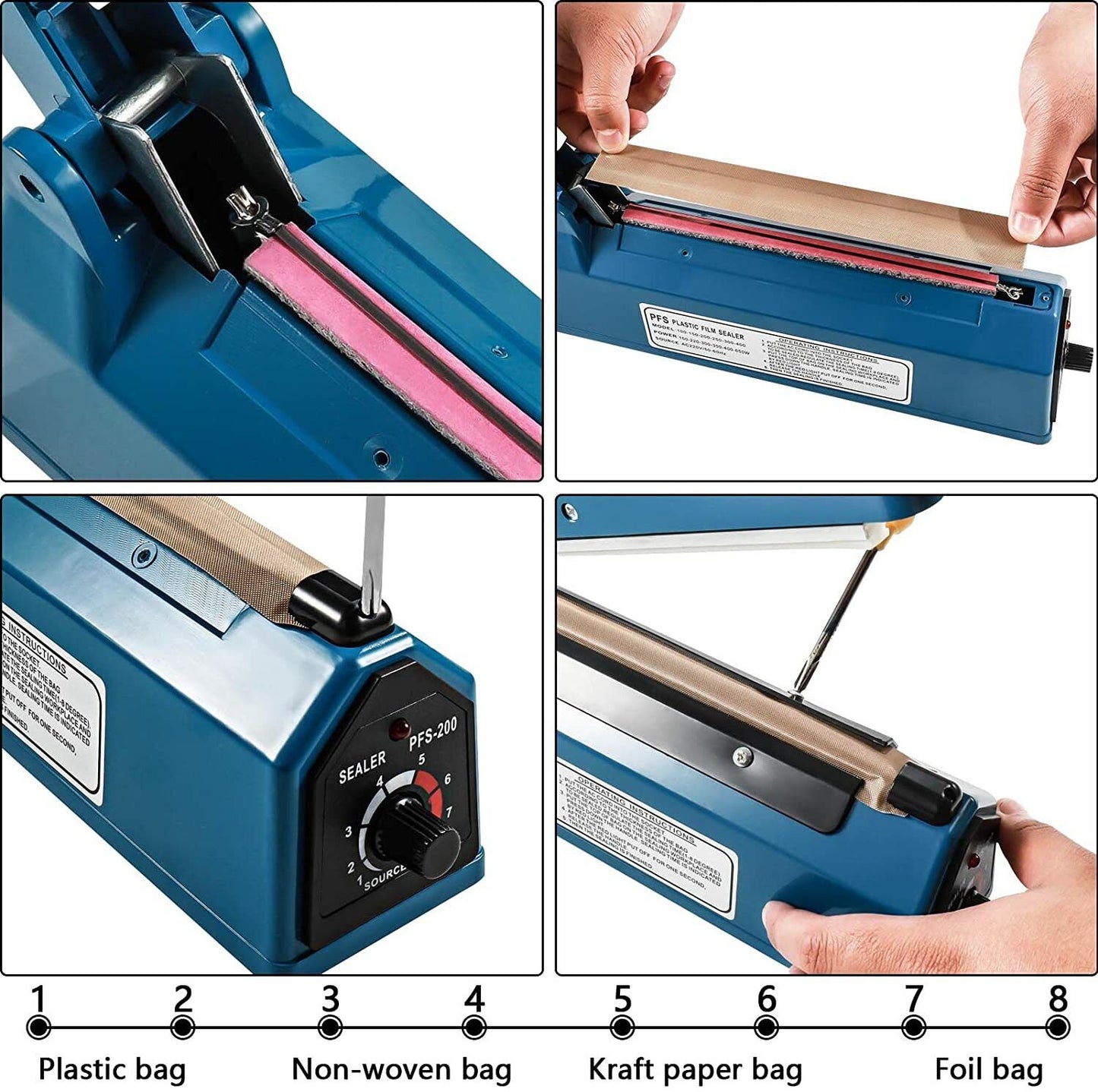 Commercial 200mm Impulse Heat Sealer – Plastic Bag & Packaging Film Machine