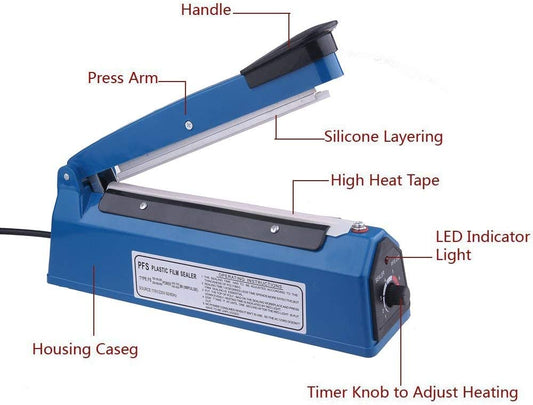 Commercial 200mm Impulse Heat Sealer – Plastic Bag & Packaging Film Machine