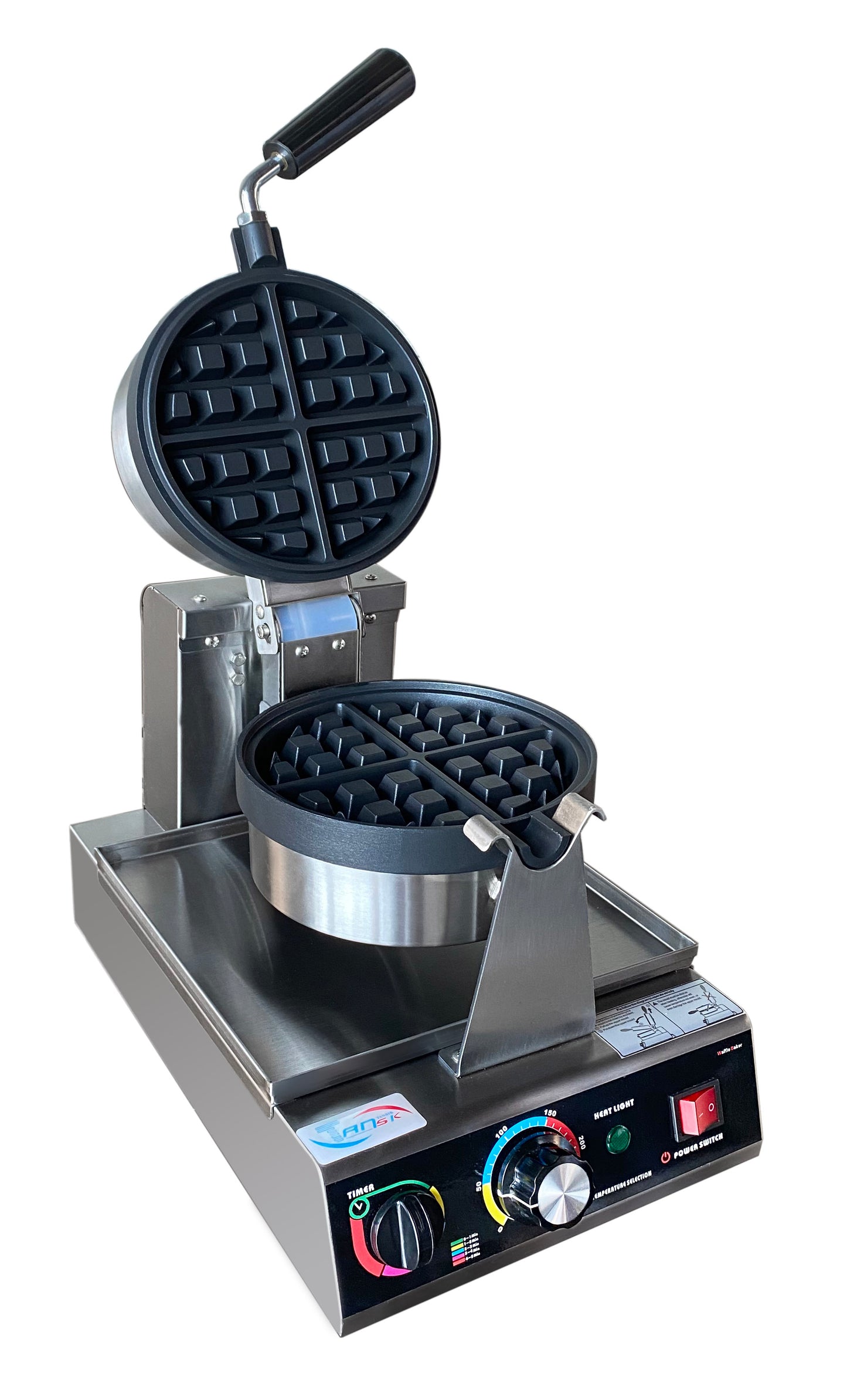 Commercial Heavy Duty Round Waffle Maker – Stainless Steel Electric Waffle Iron