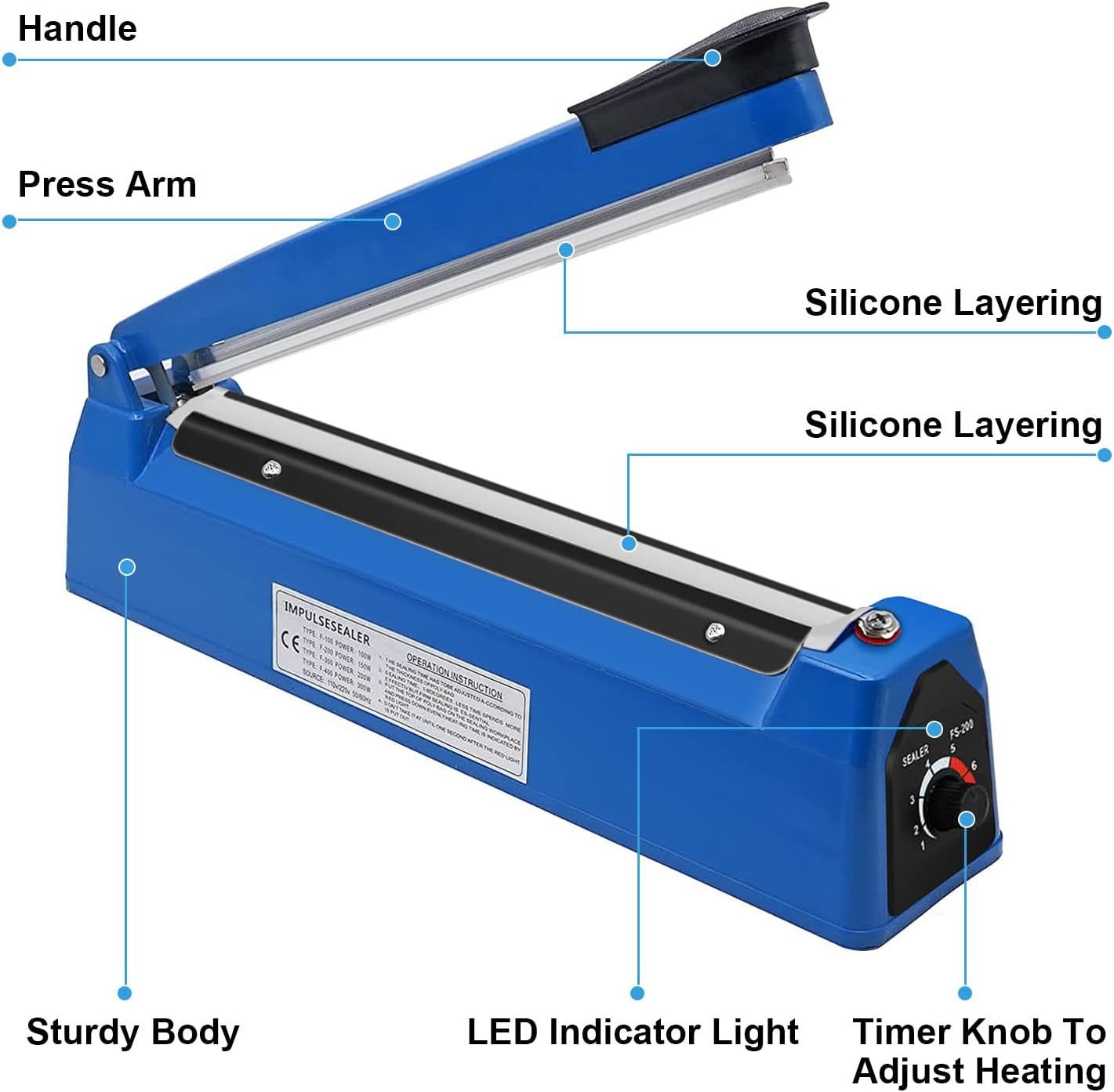 Heavy Duty 300mm Impulse Heat Sealer – Plastic Bag & Film Sealing Machine