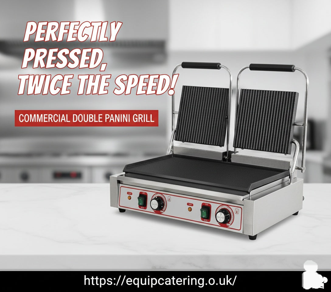 Commercial Double Contact Panini & Toastie Grill – Heavy Duty Baguette Press Machine