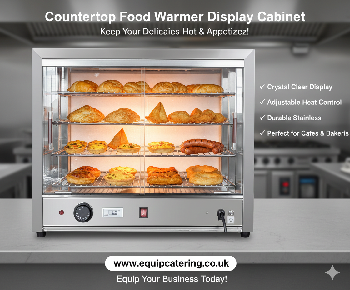 Commercial 4-Tier Countertop Food Display Cabinet – Pizza, Pastry & Snack Warmer