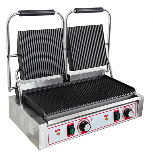 Commercial Double Large Panini, Toastie & Baguette Press Grill – Heavy-Duty Contact Machine