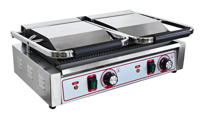 Commercial Double Large Panini, Toastie & Baguette Press Grill – Heavy-Duty Contact Machine