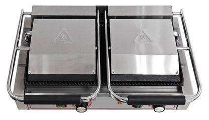 Commercial Double Large Panini, Toastie & Baguette Press Grill – Heavy-Duty Contact Machine