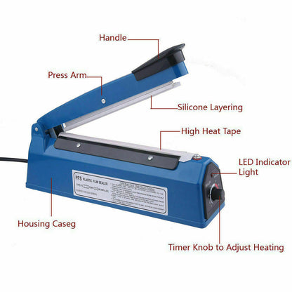 Commercial 200mm Impulse Heat Sealer – Plastic Bag & Packaging Film Machine