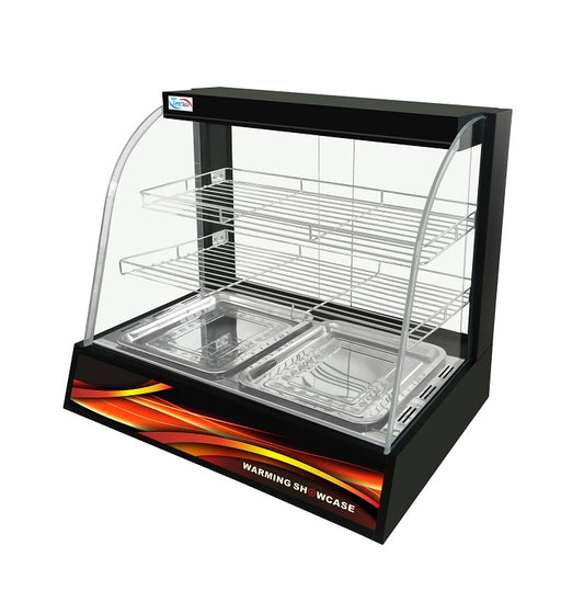Commercial Heated Black Pie Display Cabinet – Countertop Food Warmer for Pasties