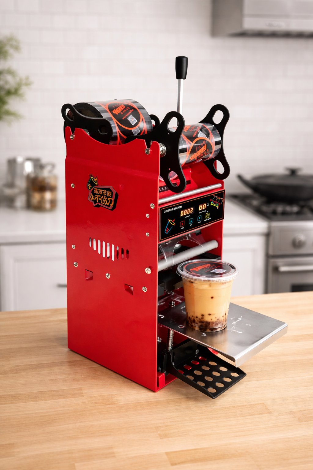Manual Cup Sealing Machine – Commercial Bubble Tea Cup Sealer for Milk Tea, Boba, Juice & Coffee Cups