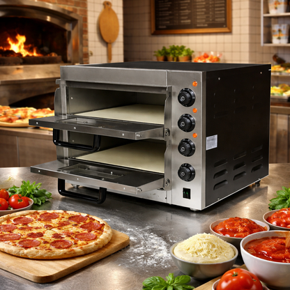 Commercial 2-Deck Electric Pizza Oven – 16″ Stone Base, Brand New