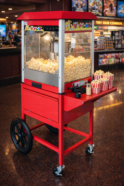 Red Popcorn Machine with Cart – Mobile Popcorn Maker for Events