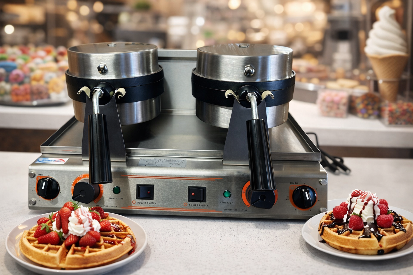 Commercial Dual Rotary Waffle Machine – Double Waffle Maker Hot Sale