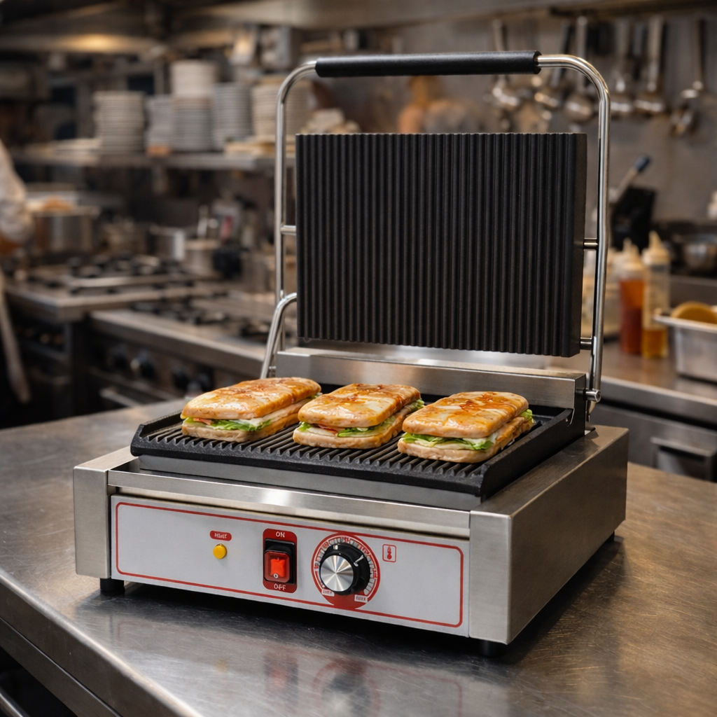 Electric Commercial Panini Grill & Sandwich Maker – Heavy Duty Press