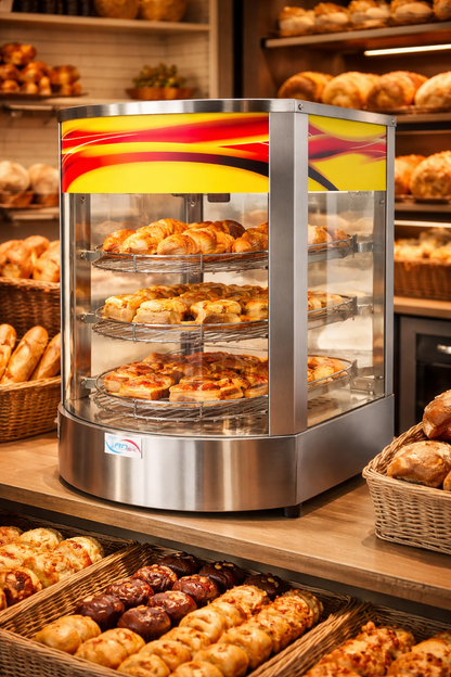 Electric Heated Countertop Food Display – Commercial Hot Showcase for Pastries & Snacks