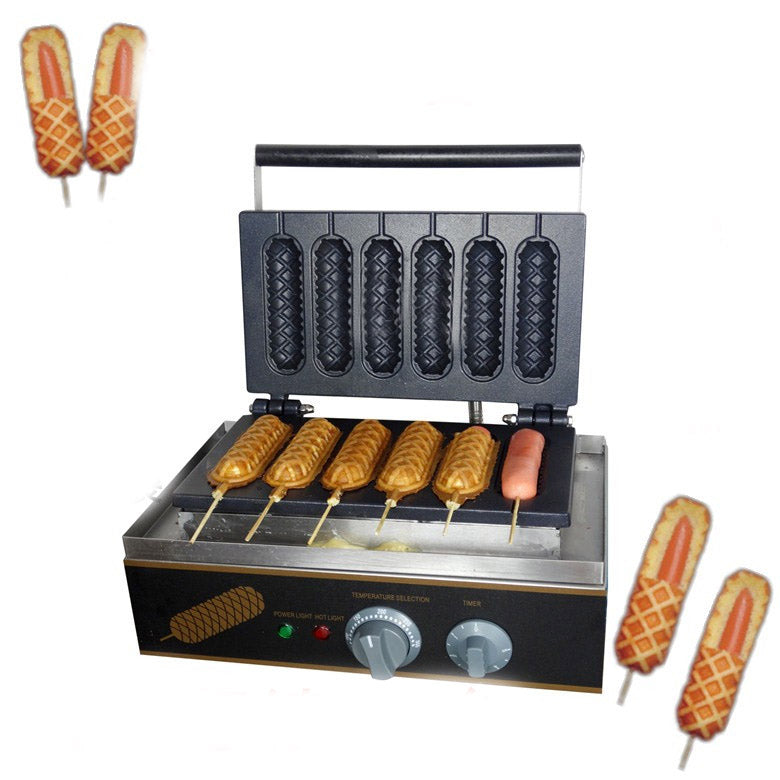 Commercial Heavy Duty Waffle Hot Dog Maker – 6 Stick Lolly Shape Waffles