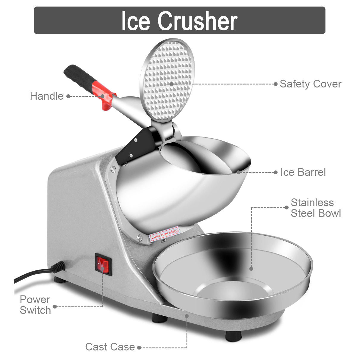 Commercial Electric Ice Crusher Machine – Snow Cone Maker & Ice Shaver