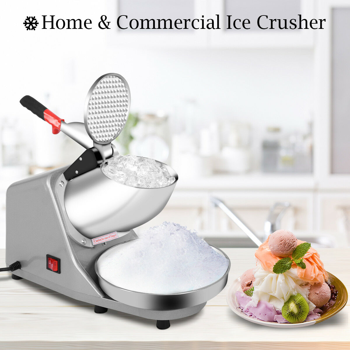 Commercial Electric Ice Crusher Machine – Snow Cone Maker & Ice Shaver