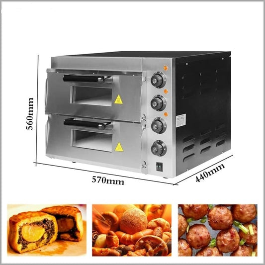 Commercial 2-Deck Electric Pizza Oven – 16″ Stone Base, Brand New