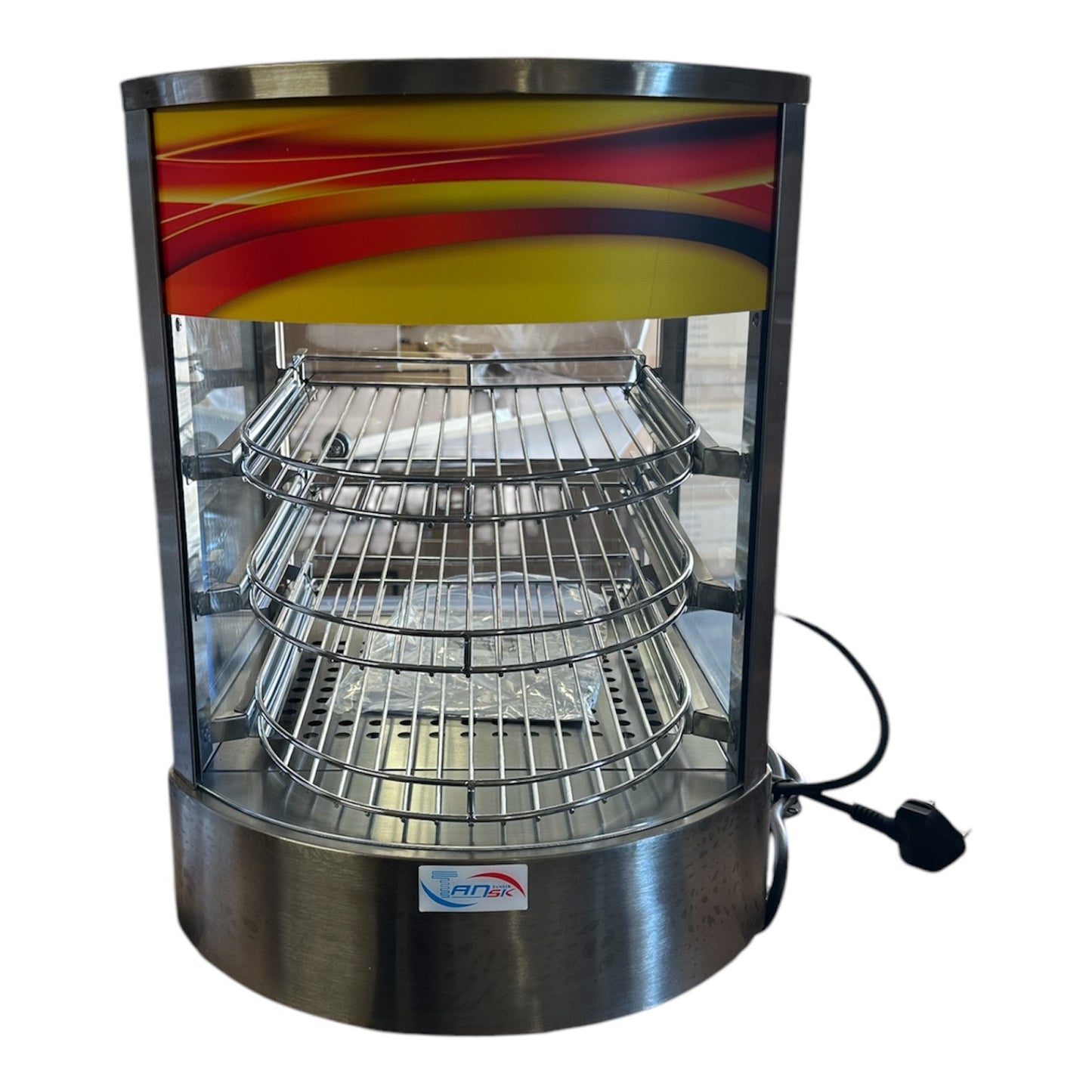 Electric Heated Countertop Food Display – Commercial Hot Showcase for Pastries & Snacks