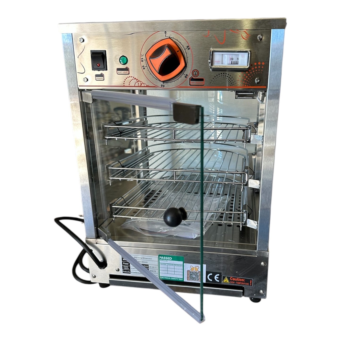 Electric Heated Countertop Food Display – Commercial Hot Showcase for Pastries & Snacks