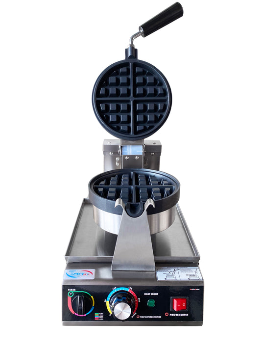 Commercial Heavy Duty Round Waffle Maker – Stainless Steel Electric Waffle Iron
