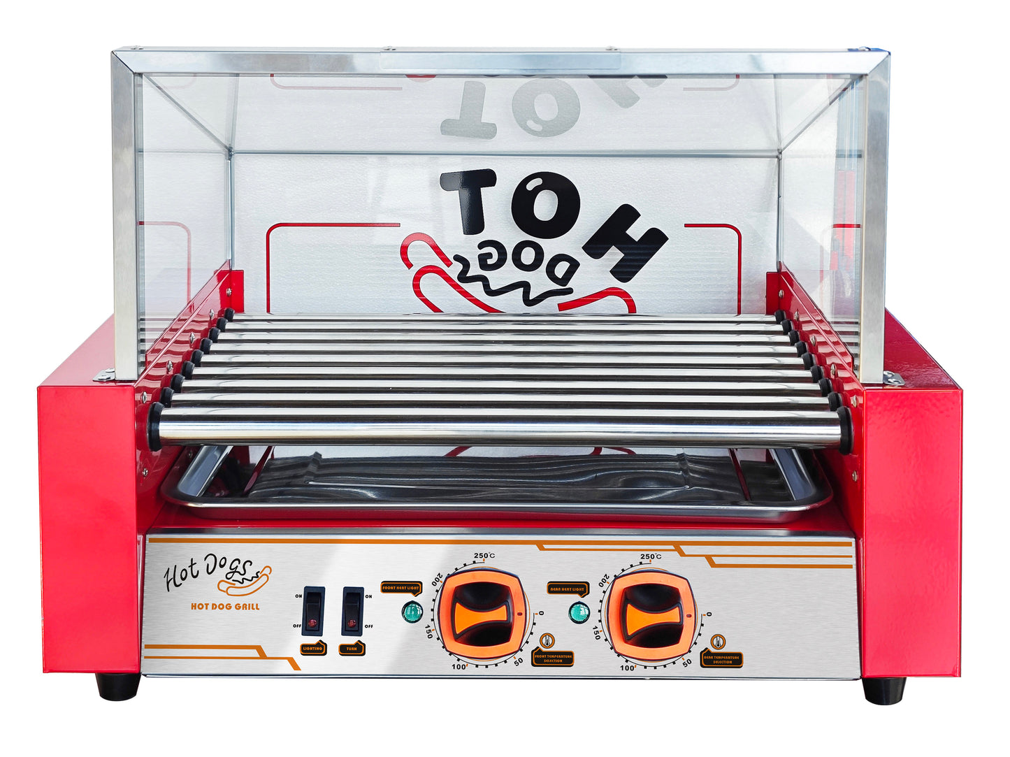 Commercial Electric  9 Roller Hot Dog  Sausages Grill Cooker with Cover