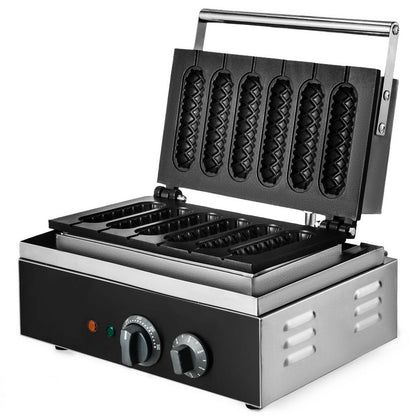 Commercial Heavy Duty Waffle Hot Dog Maker – 6 Stick Lolly Shape Waffles