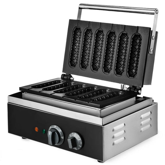 Commercial Heavy Duty Waffle Hot Dog Maker – 6 Stick Lolly Shape Waffles