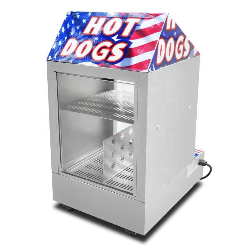 Hot Dog Steamer Commercial Electric Hotdog Machine Glass Doors & Bun Warmer